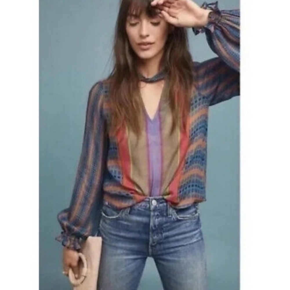 Anthropologie Conditions apply blouse multicolor Size large
